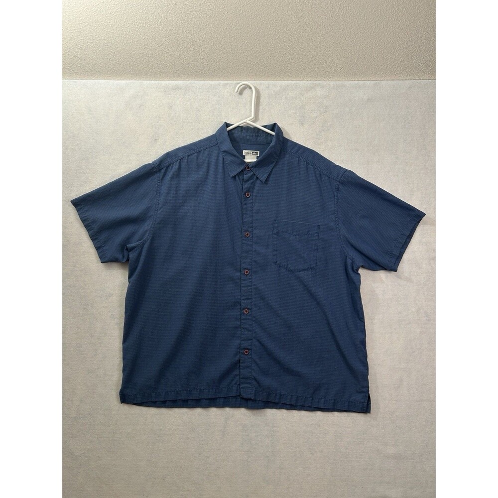 Vintage REI Co-Op Mens XXL 2XL Rayon Polyester Plaid Short Sleeve Hiking Shirt